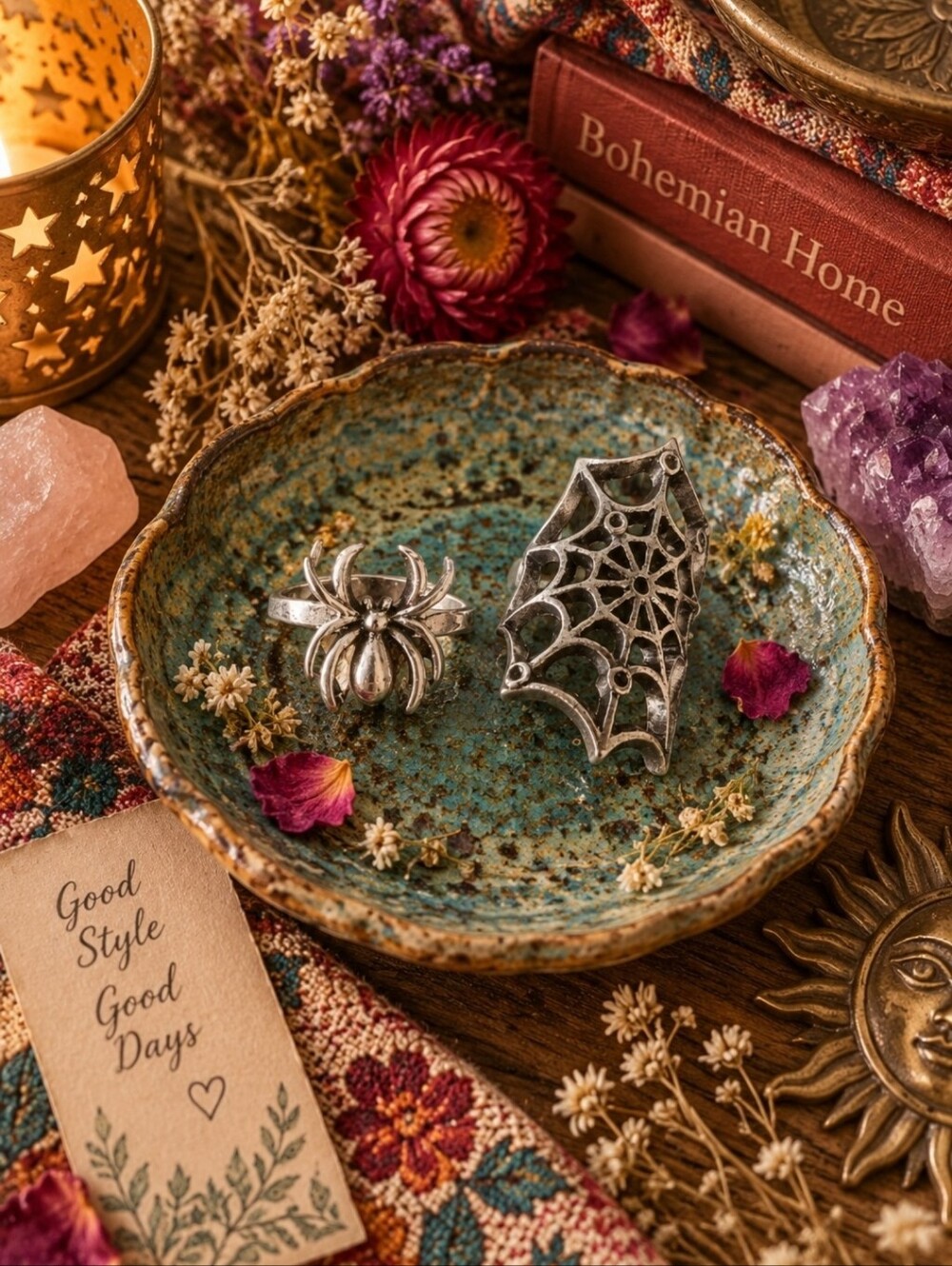 4/$15 Spider & Spiderweb Ring Set Size 7 | Goth Y2K Witchy Jewelry